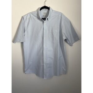 LL Bean Mens Button Up Shirt Blue XL Tall Wrinkle Resistant Classic Short Sleeve
